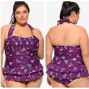Disney Villains One Piece Swimsuit Purple Ursula Cruella  Evil Queen Plus Size 4
